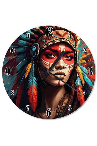 ekart Native American Woman Portrait Retro Wall Clock