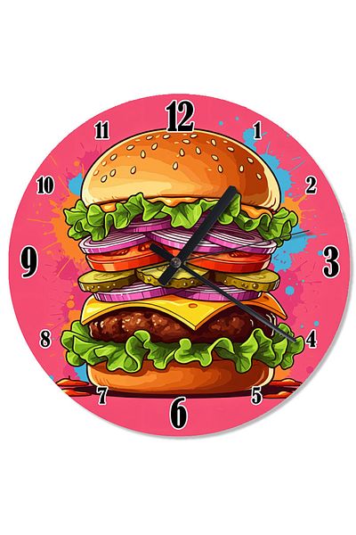 karizmart Colorful Giant Burger Decorative Wall Clock