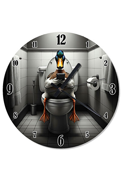 ekart ساعة حائط على شكل بطة تفكر في المرحاض