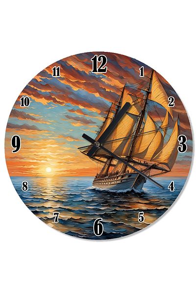 ekart Sailing Ship in the Sea Special Design Wall Clock