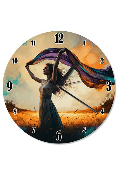 karizmart Woman Dancing in the Wind Patterned Wall Clock