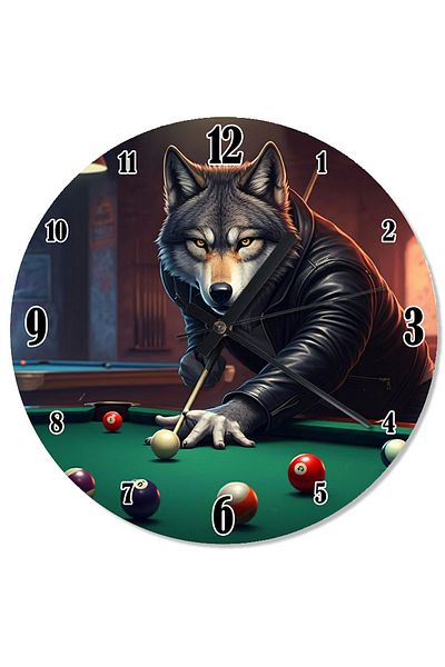 karizmart Wolf Playing Billiards Design Wall Clock