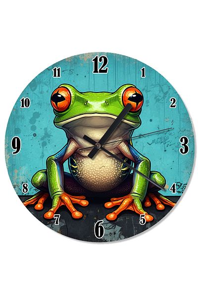 karizmart Colorful Frog Drawing Retro Wall Clock