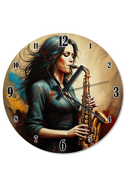 ekart Woman Playing Saxophone Analog Wall Clock