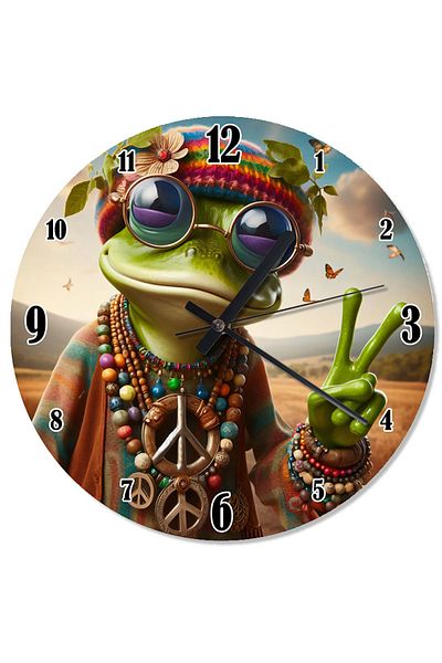karizmart Frog Making Peace Sign Printed Wall Clock