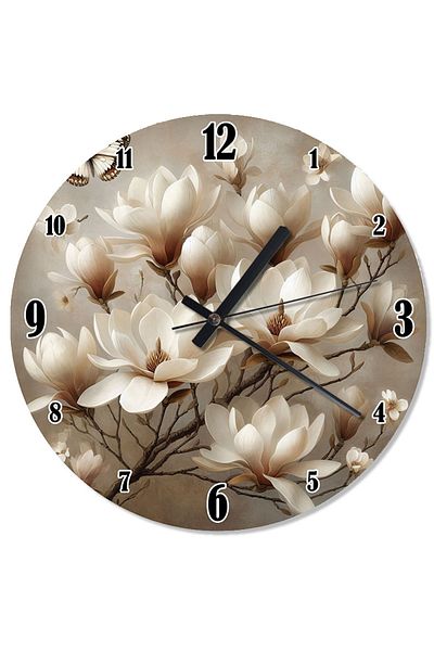 karizmart White Flower Buds Special Design Wall Clock