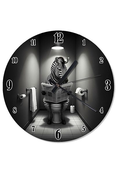 ekart Giraffe Reading Newspaper Flowing through Toilet Wall Clock