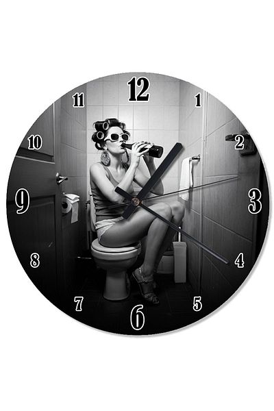 ekart Woman Sitting on Toilet Silent Wall Clock
