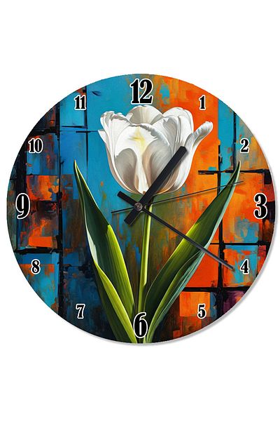 karizmart White Tulip and Spring Silent Wall Clock