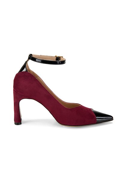 Desa Pantofi de seara de dama din piele intoarsa burgundy cu toc