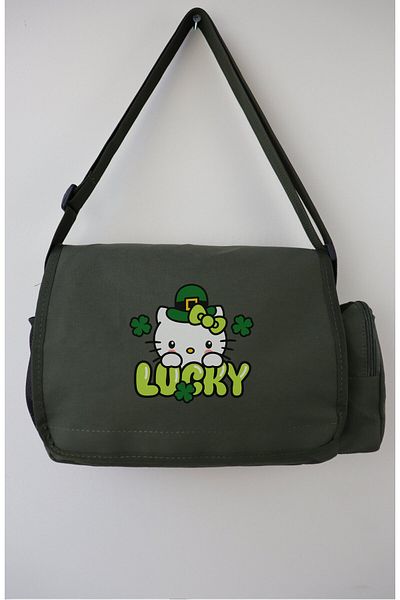 Fuddy Moda Lucky Hello Kitty Printed Messenger Bag, Unisex Kitty Printed Shoulder Bag
