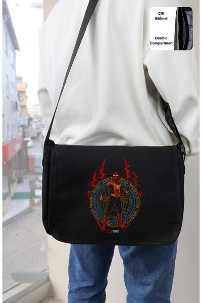 Fuddy Moda Geantă Messenger cu imprimeu Spiderman, Geantă de umăr unisex cu imprimeu Spiderman