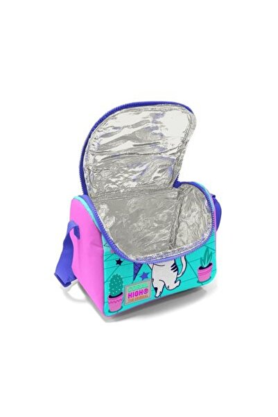 Coral High KIDS TURKUAZ PEMBE DONDURMALI KEDİ DESENLİ THERMO BESLENME ÇANTASI...