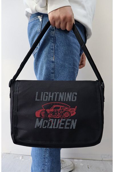 Fuddy Moda Geantă Messenger Lightning Mcqueen, Geantă de umăr unisex Cars Cars