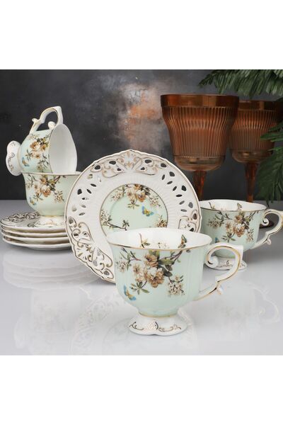 Kosova Flower Green Coffee Cup Set