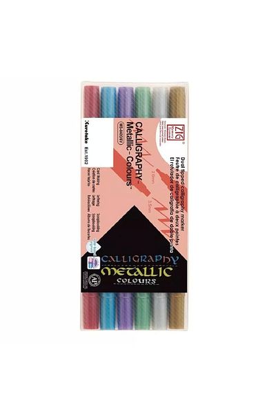 Zig Ms-8400/6V - 6-Piece Metallic Color Calligraphy Pen