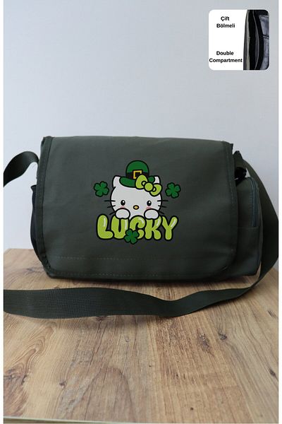 Fuddy Moda Lucky Hello Kitty Printed Messenger Bag, Unisex Kitty Printed Shoulder Bag