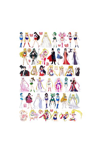 Ororabutik Σετ αυτοκόλλητων Anime Sailor Moon 57Pcs - Σετ αυτοκόλλητων Scrapbook Bullet Journal