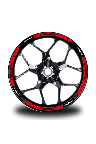habune Bajaj N250 Jant Sticker Baskılı Kırmızı Modeli Su-Nem Dayanıklı
