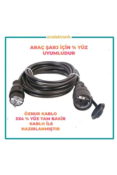 Genel Markalar ARAC ŞARJI İÇİN (4 METRE) 3X4 TTR TAM BAKİR ÖZNUR KABLOLU UZAT...