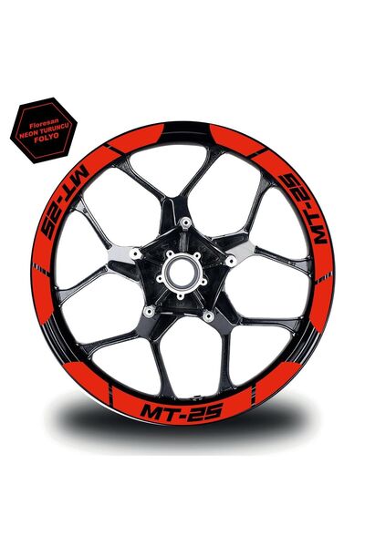 uysalticaret Neon Orange Yamaha Mt-25 Wide Rim Sticker Sticker Model
