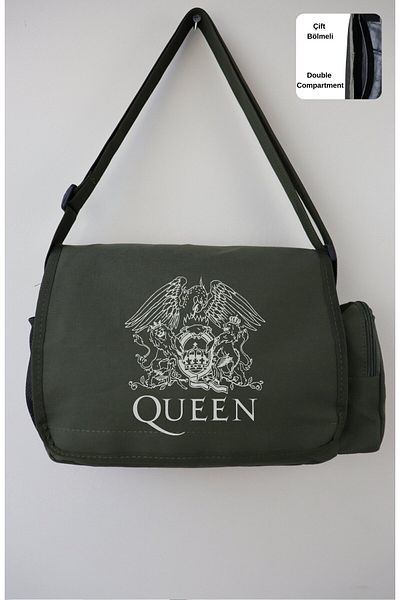 Fuddy Moda Τσάντα Queen Written Messenger, Unisex Legend Rock Band τυπωμένη τσάντα ώμου