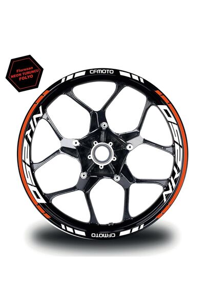 Anılfashion CFMOTO NK250 Jant Sticker İç & Dış Takım Etiket Modeli Neon Turuncu
