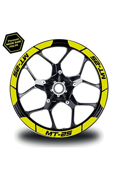 Depozee Neon Sarı Yamaha MT-25 Geniş Jant Sticker Etiket Modeli
