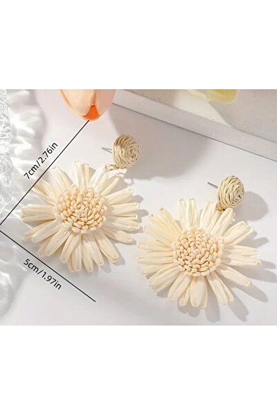 Dgt Luxury Boho Chic Daisy Earrings, Ear Pin Stainless Steel, Casual, Beach Party, Summer Evening