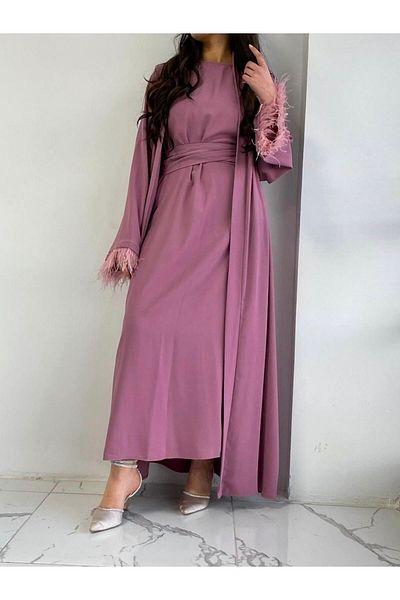 MELEK ARAZ Dusty Rose Ayla Abaya Set