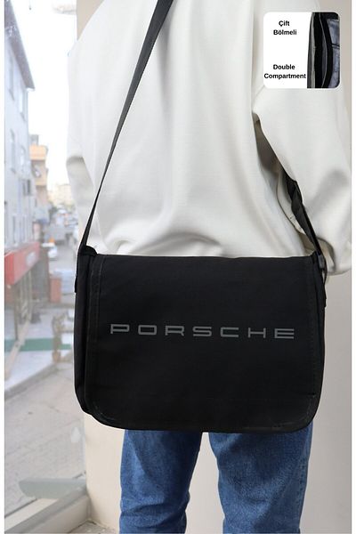 Fuddy Moda Geantă Messenger cu imprimeu Porsche, Geantă de umăr unisex cu imprimeu auto