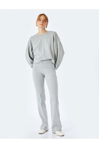 Koton Long Sleeve Crew Neck Viscose Blouse with Back Window Detail