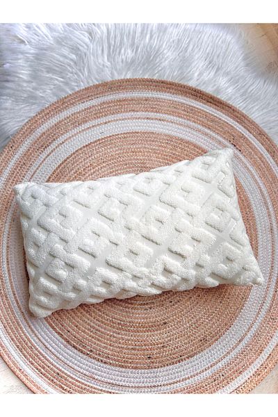 Cottella Bohemian Special Design Punch Pattern Ecru Lining Thick Decorative Throw Pillow Cover 28X50Cm
