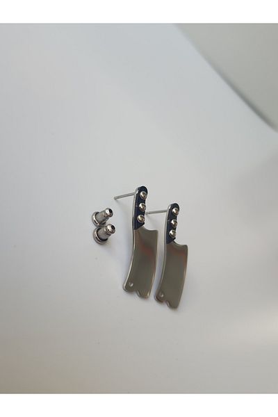 kurukafagift 1 Pair of Stainless Steel Men's Earrings with Line Motif
