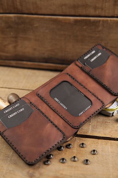 New Coast Leather 1900's Ръчно изработен мъжки портфейл от естествена кожа