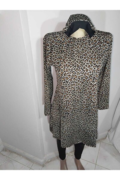 LEOPAR DESENLİ ELBİSELİ MAYO