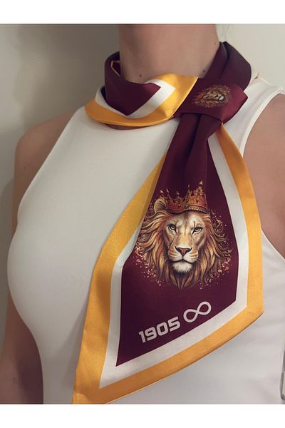 ElevaGlam Yellow Red Lion Pattern Tie Scarf
