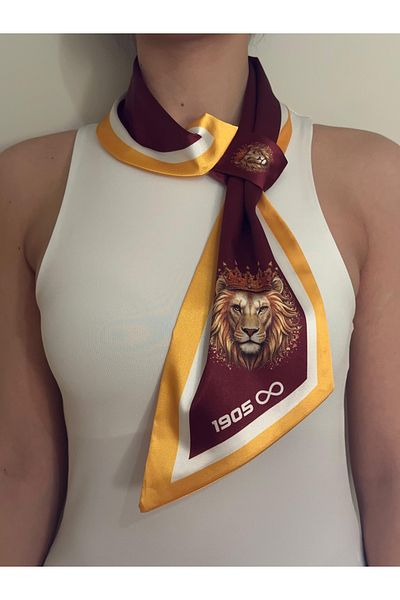 ElevaGlam Yellow Red Lion Pattern Tie Scarf