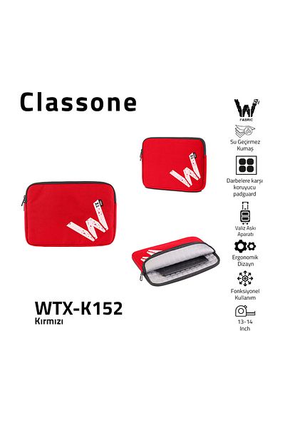 Classone غطاء كمبيوتر محمول أحمر مقاوم للماء مقاس 15.6-16 بوصة من Wtx-k152 - متوافق مع سلسلة Wtxpro وMacbook وMac Air