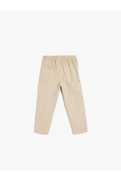 Koton Cotton Elastic Waist Pocket Detailed Trousers
