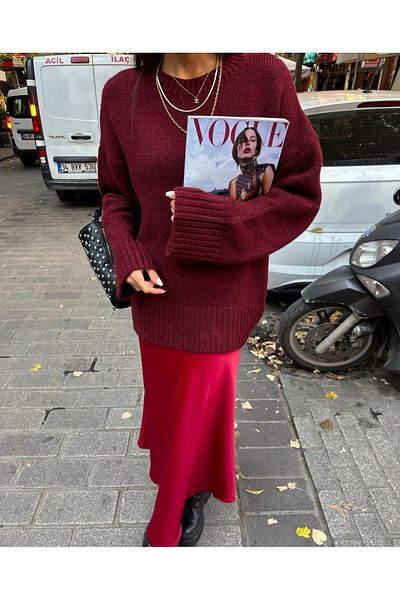 Bak'ap Pulover de bază oversize cu gât crew premium