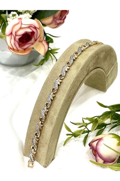 XUPING JEWELRY Special Series Jewelled Curved Bracelet (ROSE/17+2cm)