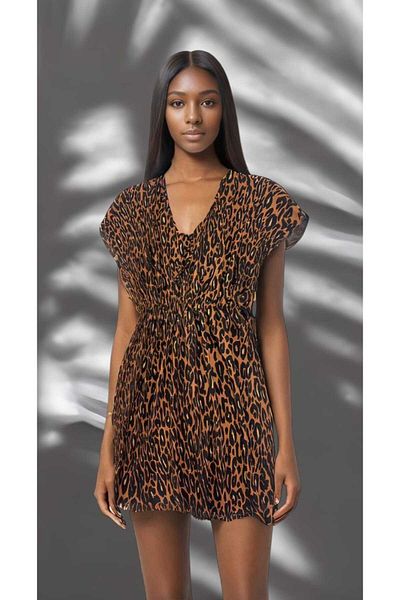 KENT Kende Women's Brown Patterned Licra Summer Dress