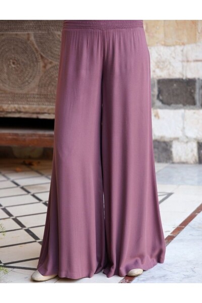 BY HANDE TASARIM Women's Trousers of Dried Rose Medina Silk on the Rubber