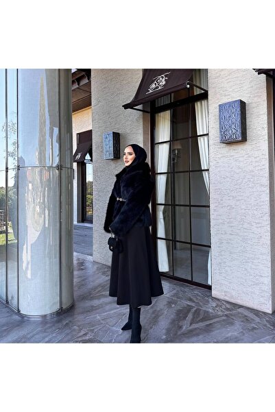 LÜKSERA Pelüş Tüylü kemerli  Mont Renkli