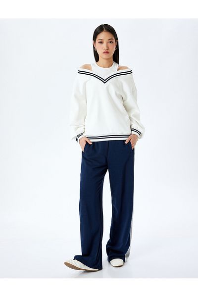 Koton Ribbed Oversize V-Neck Tank Top Detailed Sweatshirt