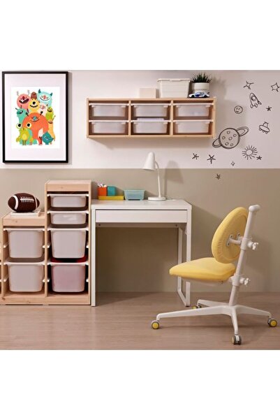 IKEA MICKE, çocuk çalışma masası ve sandalyesi, beyaz-sarı