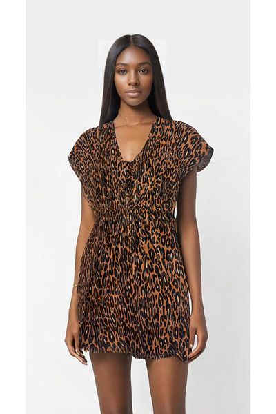 KENT Kende Women's Brown Patterned Licra Summer Dress