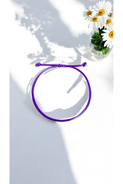 LA TINY AKSESUAR Unisex Mor Minimalist Bileklik, Floş Ip Bileklik