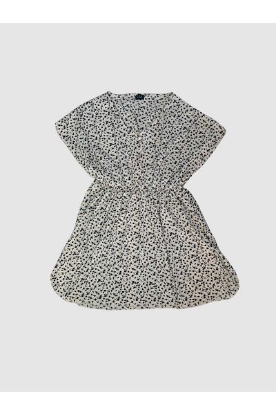 KENT Kende Women's White Top Black Patterned Licral Summer Dress